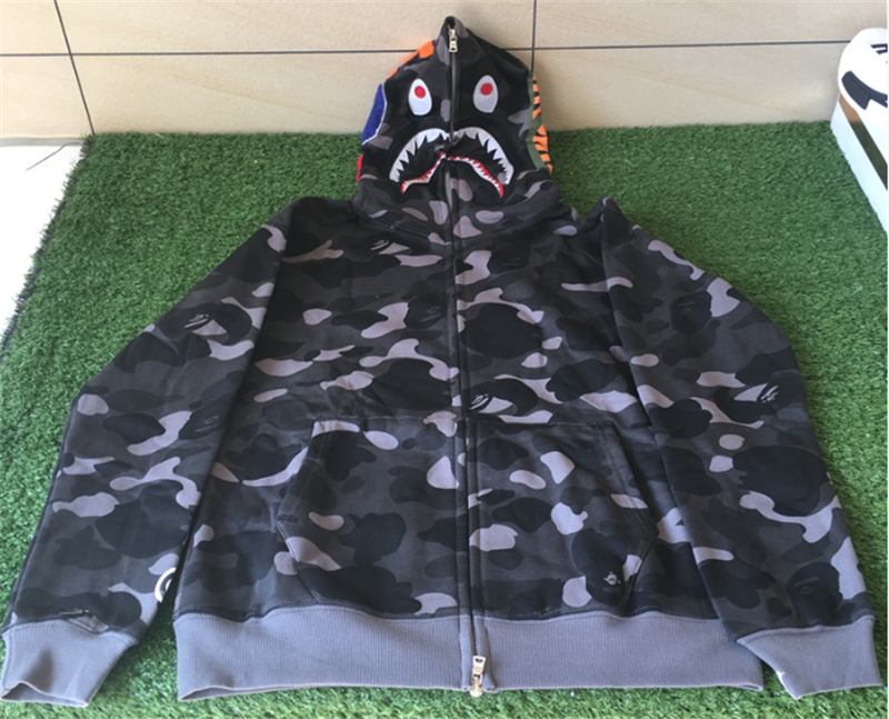 A Bathing Ape Clothing Bape Shark Black Camo Hoodie